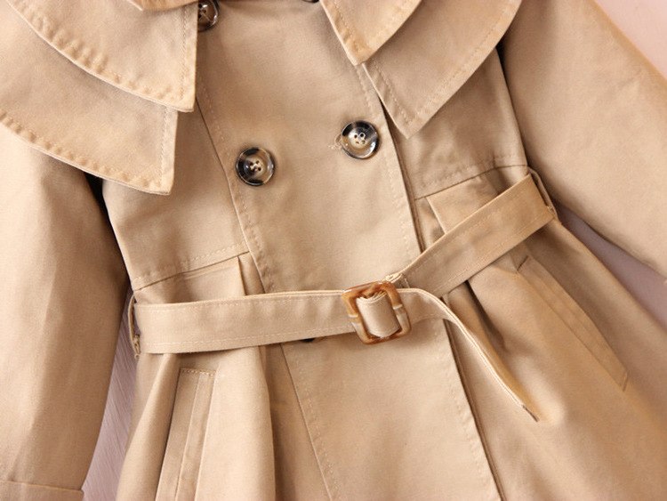 Girls Cream Trench Coat, Size 2-7 Yrs