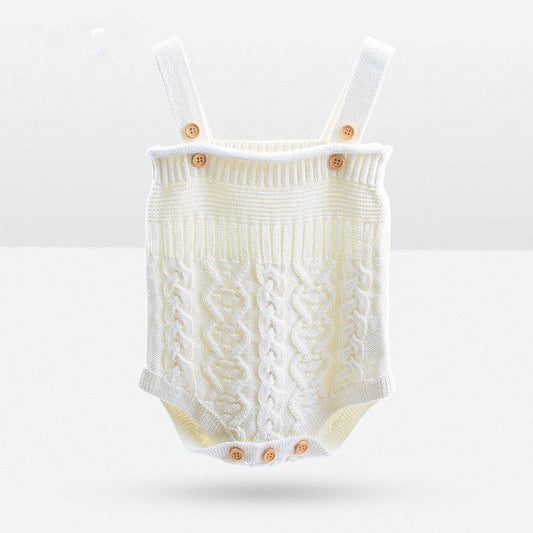 Baby Snuggles Knitted Romper Suit, Cream, Size 9M-24M