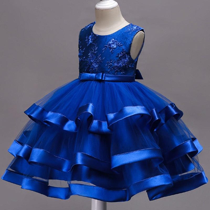 Frilled Floral Blue Dress, Size 3-10 Yrs Bluebells And Beaus Children's Boutique Frilled Floral Blue Dress, Size 3-10 Yrs Bluebells And Beaus Children's Boutique