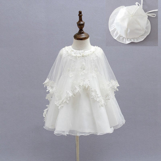 Christening Dress, Cape & Hat, Size 3-12M