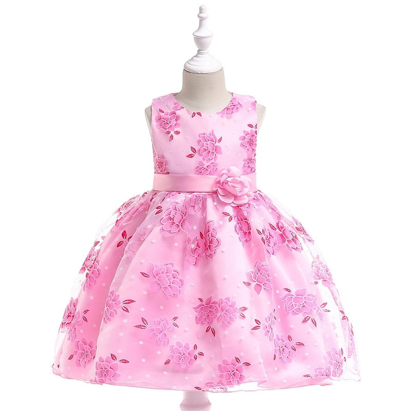 Pink Flower Dress, Size 2-10 Yrs