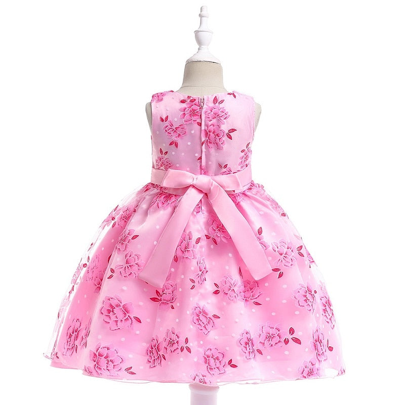 Pink Flower Dress, Size 2-10 Yrs
