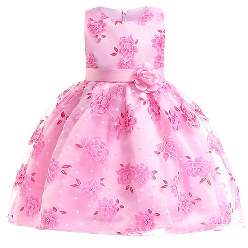Pink Flower Dress, Size 2-10 Yrs