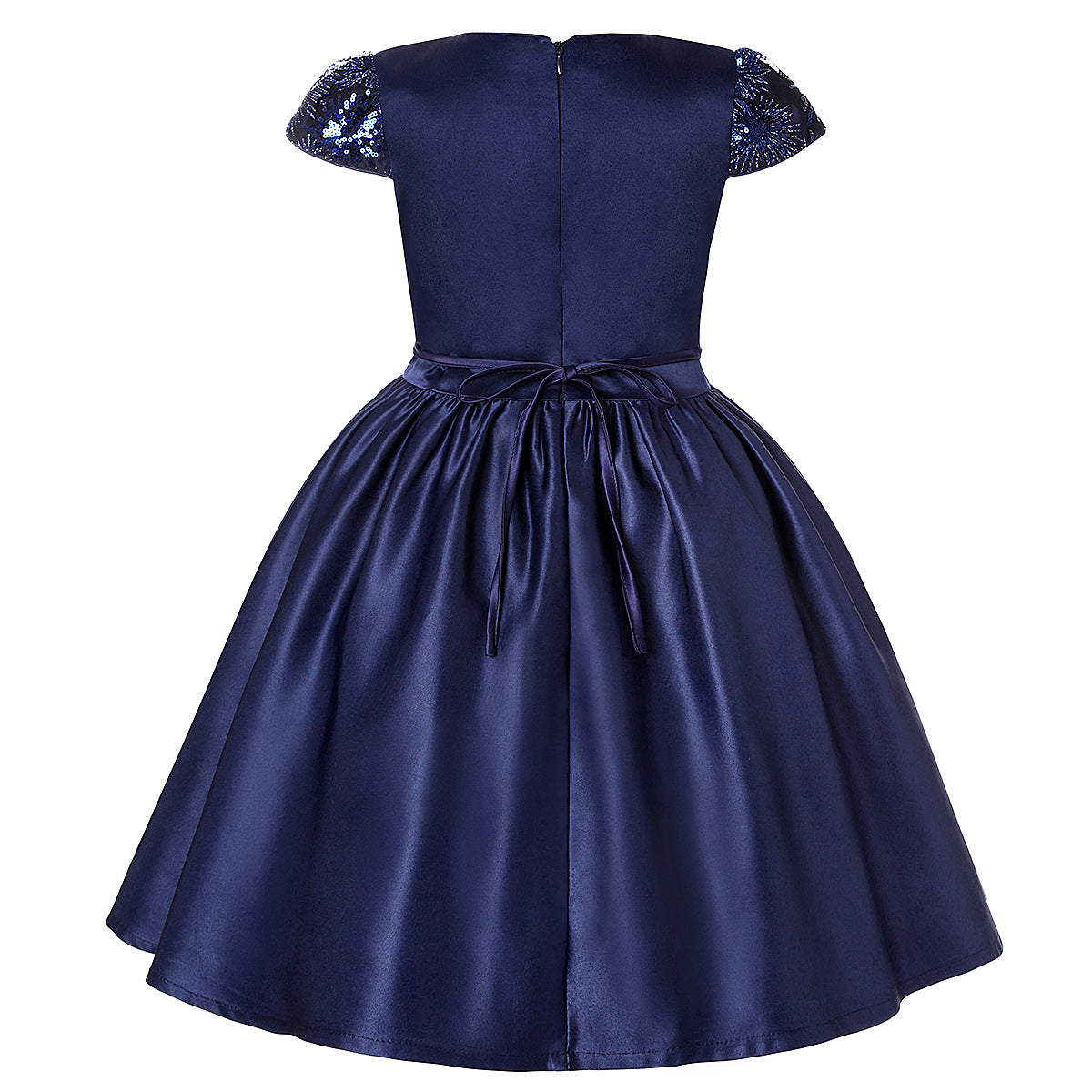 Navy Crew Neck Dress, Size 2-8 Yrs