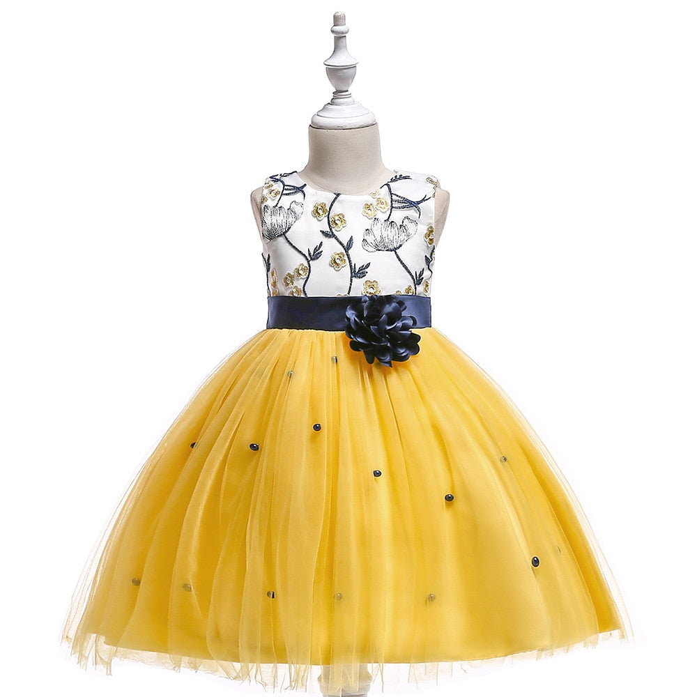 Yellow & Black Mesh Dress, Size 3-10 Yrs