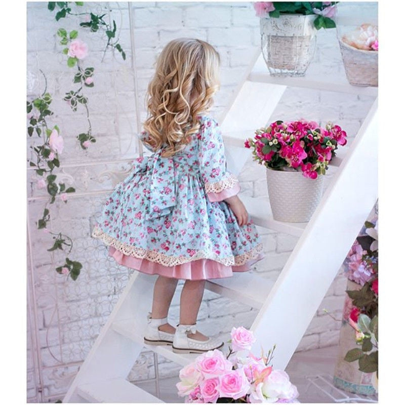 Floral Lace Ruffle Dress, Size 1 - 5 Yrs