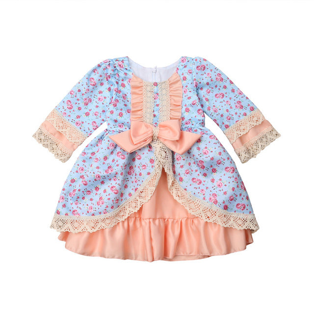Floral Lace Ruffle Dress, Size 1 - 5 Yrs