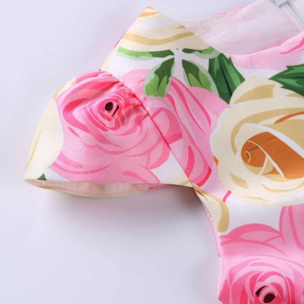 Pink Rose Dress, Size 2-8 Yrs