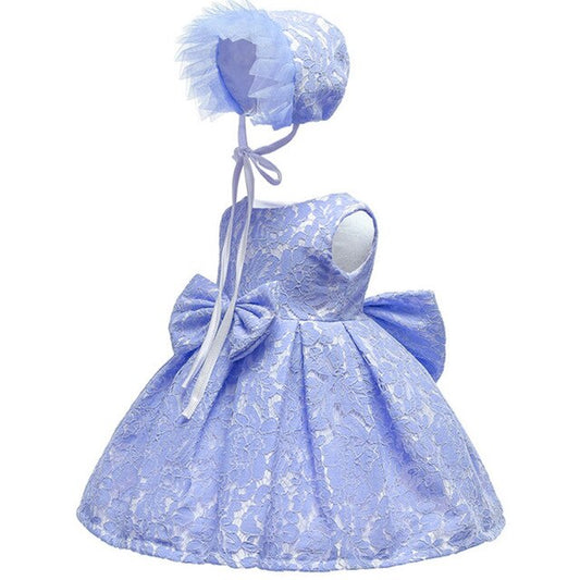 Baby Lace Dress & Bonnet, Size 6M-24M