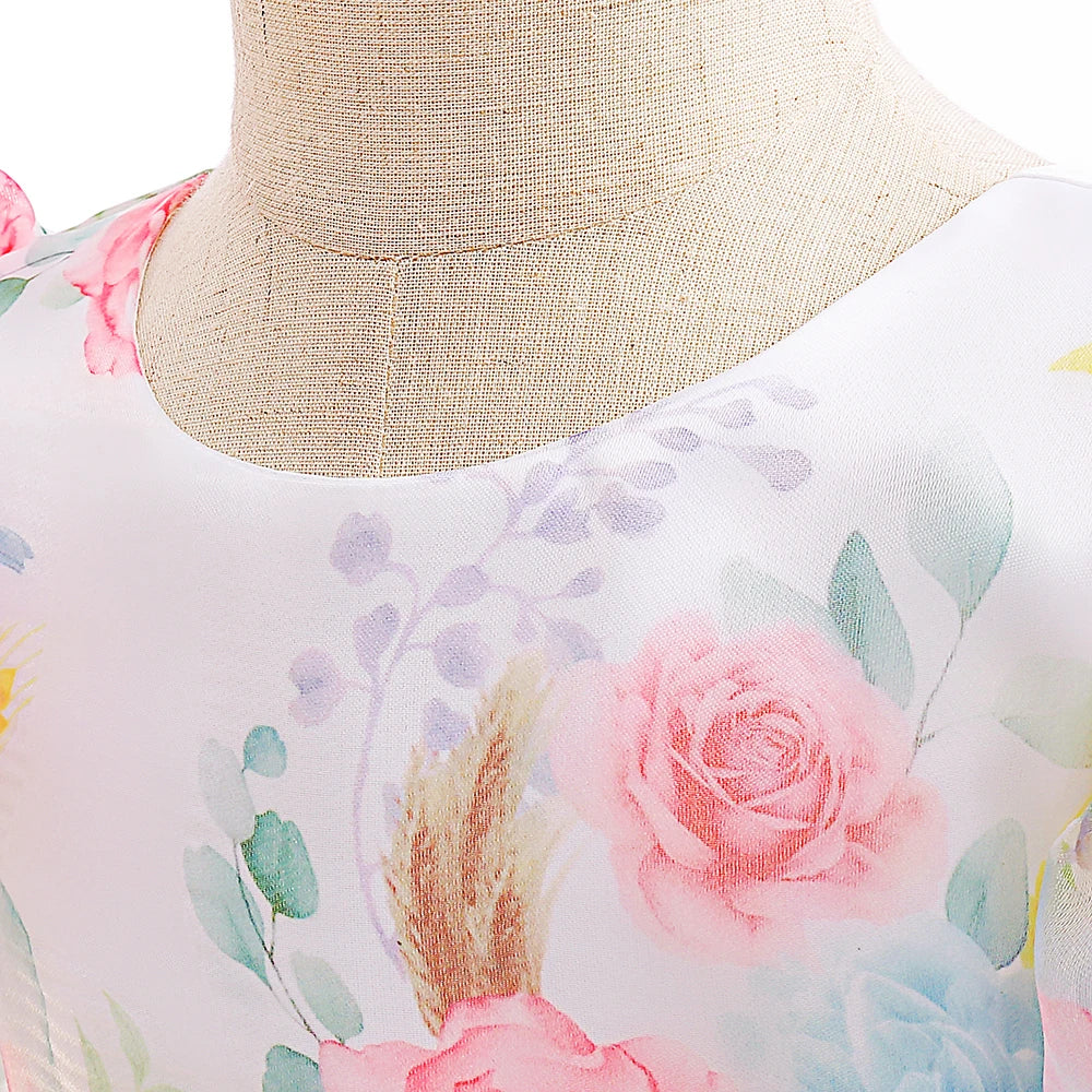 Floral Puff Sleeve Party Dress (2-6 Yrs)