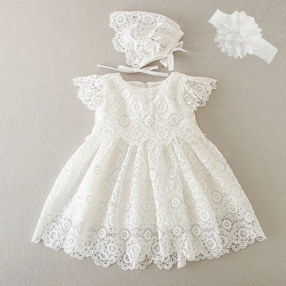 Lace Pattern Christening Dress (3M -24M)
