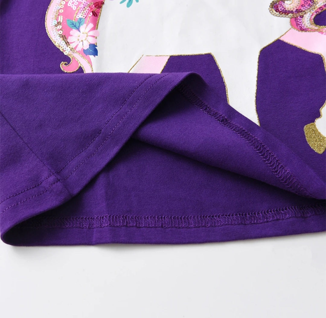 Purple Unicorn Dress (3-8Yrs)
