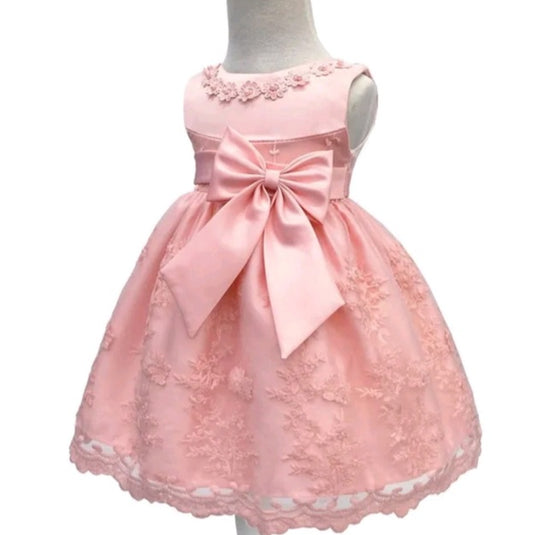 Baby Princess Bow Dress, Pink (3M-18M)
