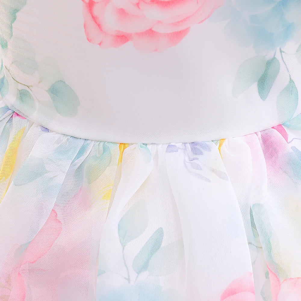 Floral Puff Sleeve Party Dress (2-6 Yrs)