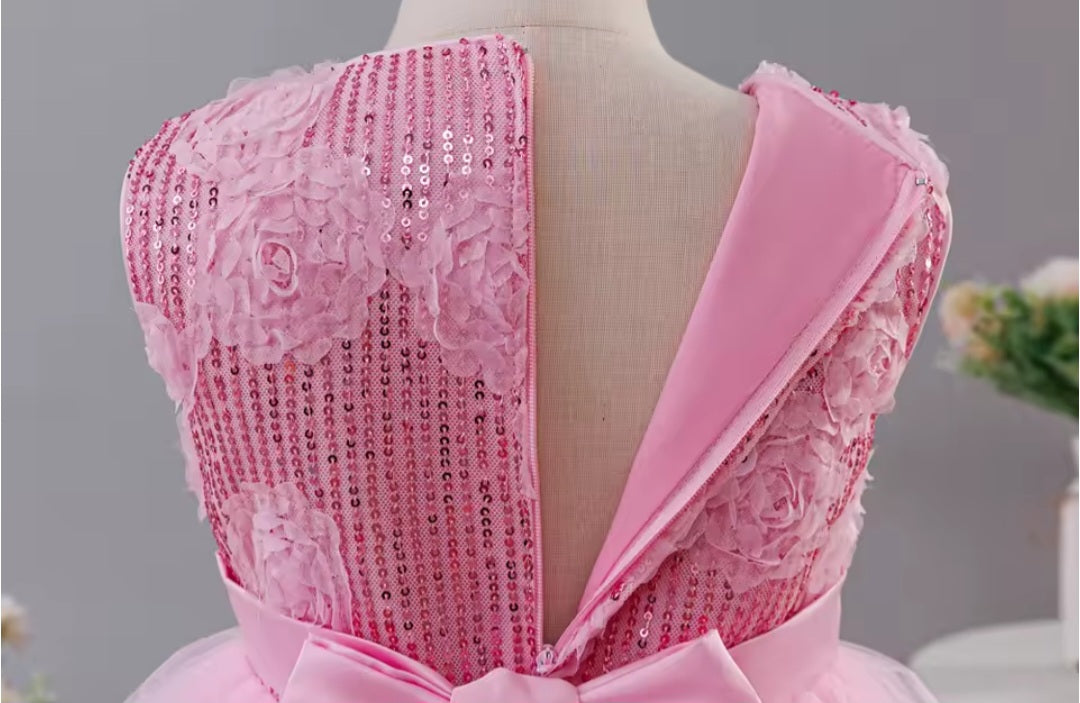 Pink Sequin Tiered Dress (2-10 Yrs)