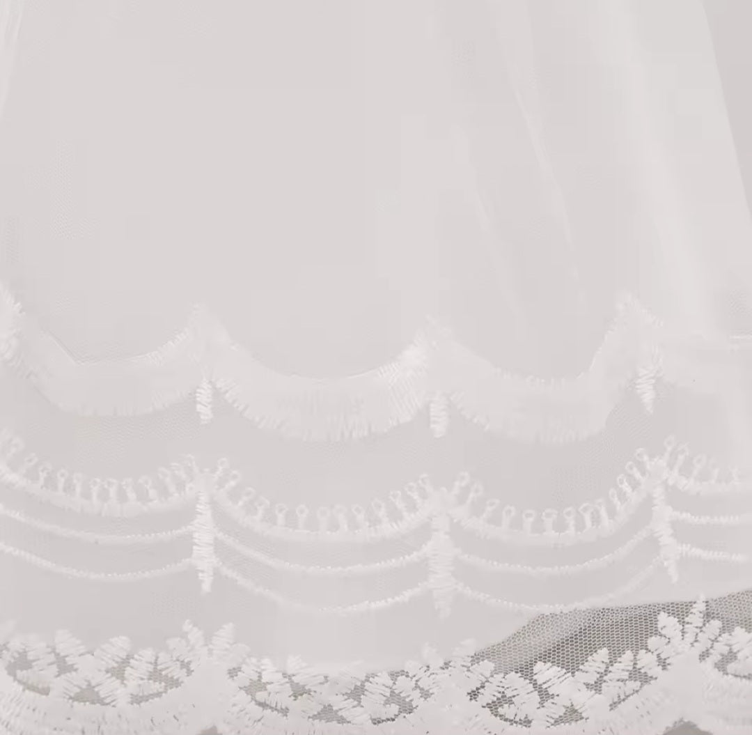 Half Sleeve Tulle Christening Dress (3-24M)