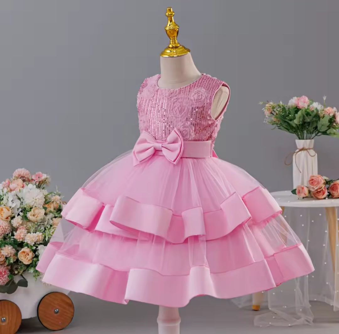 Pink Sequin Tiered Dress (2-10 Yrs)