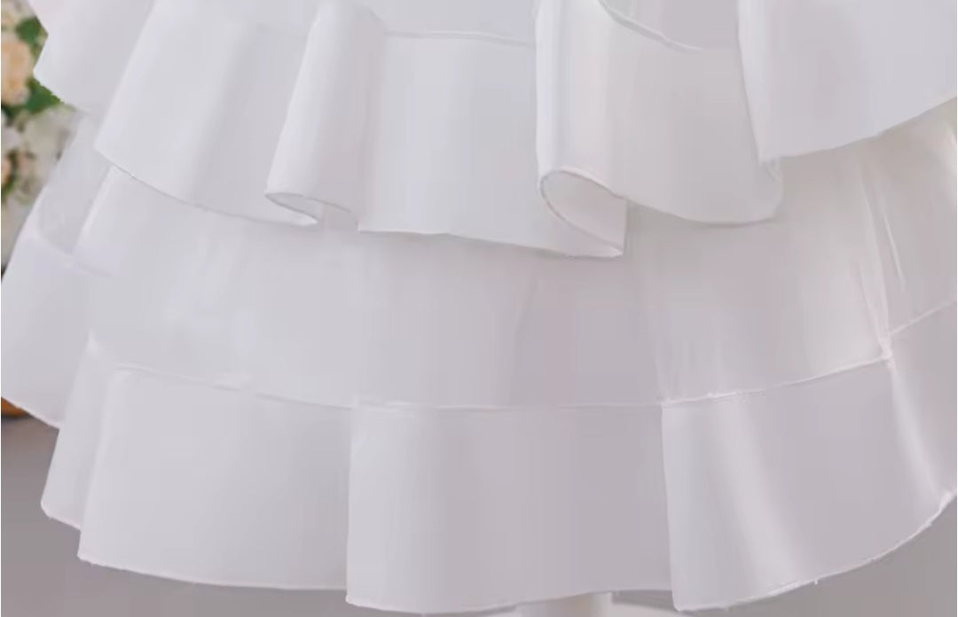 White Sequin Tiered Dress (2-10 Yrs)