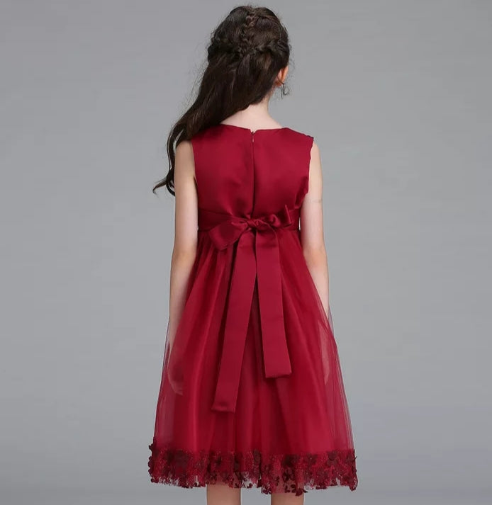 Girls Wine Red Party Dress (6m-8 Yrs)