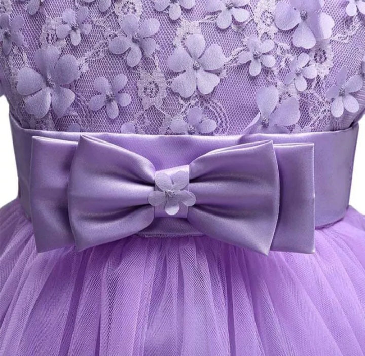 Lilac Princess Party Dress, Size 1-8 Yrs