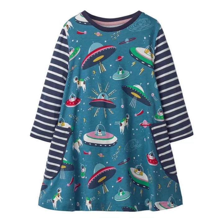 Flying Saucers Dress, Size 18M-6Yrs