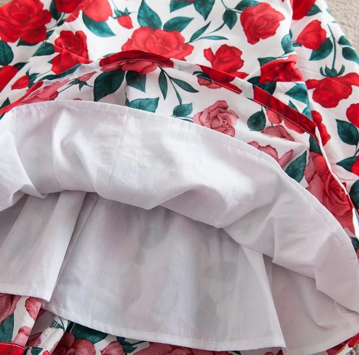 Long Sleeve Rose Dress, Size 3-8 Yrs