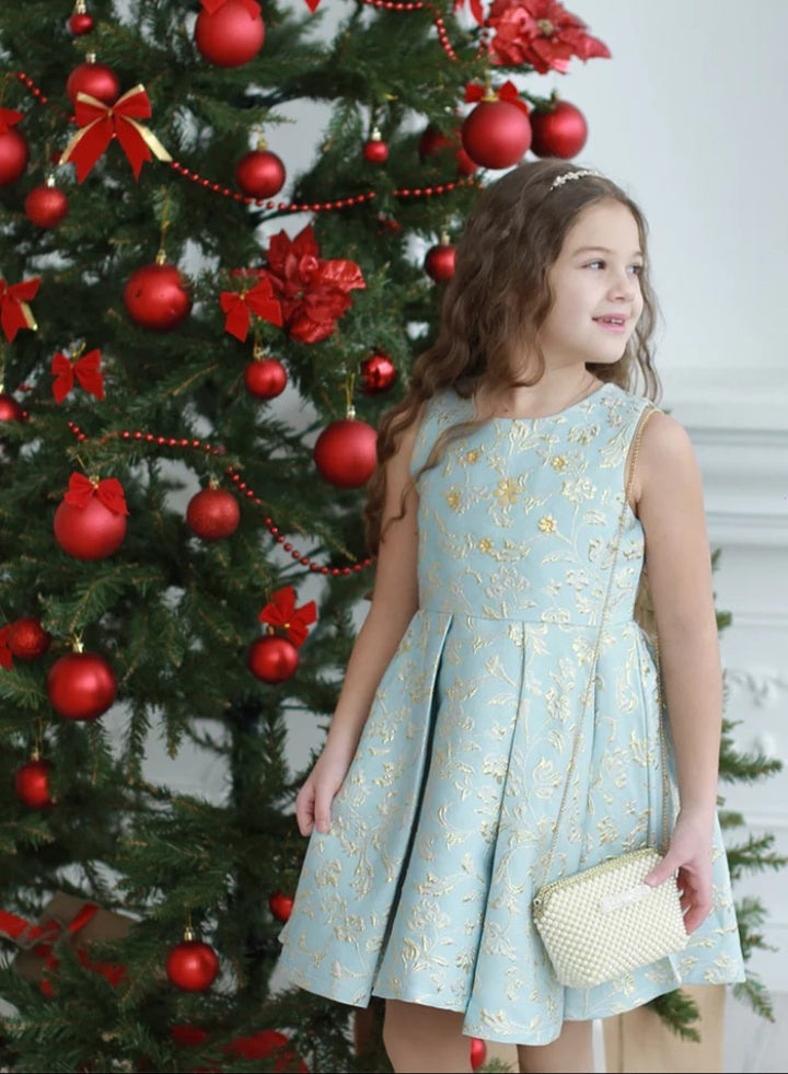 Blue Embroidered Dress, (3-12 Yrs)