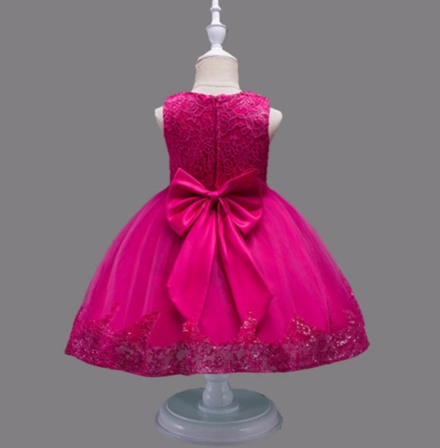 Girls Pink Sequin & Lace Dress, Size 18M-12Yrs