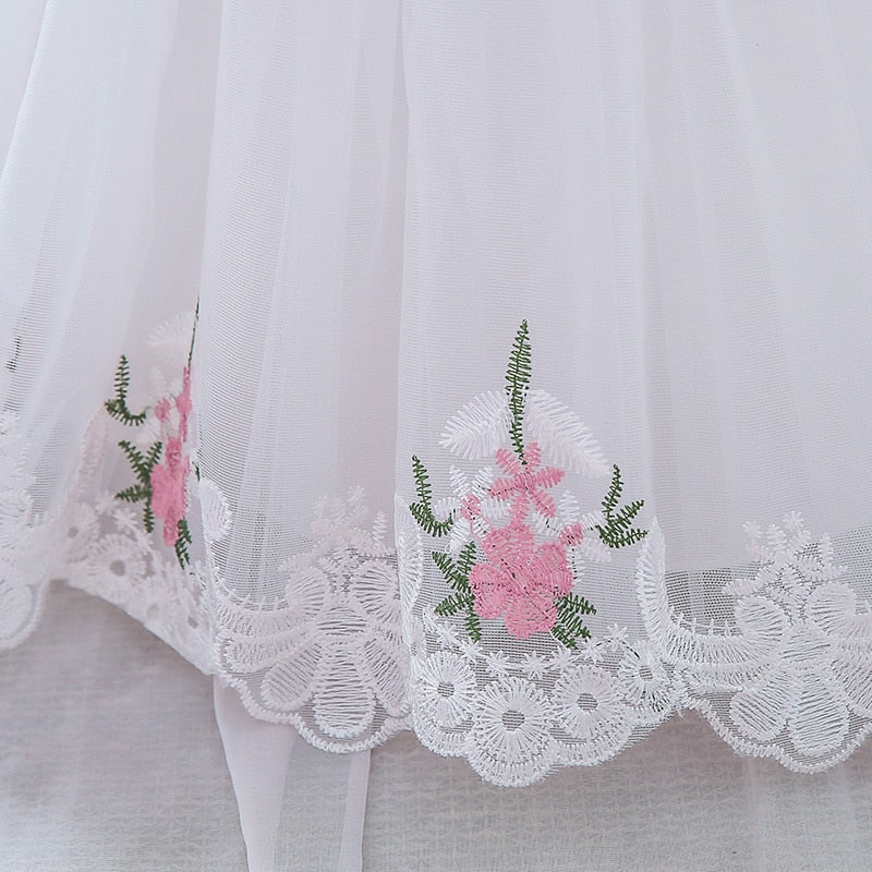 White & Pink Flower Dress (9M-5Yrs)