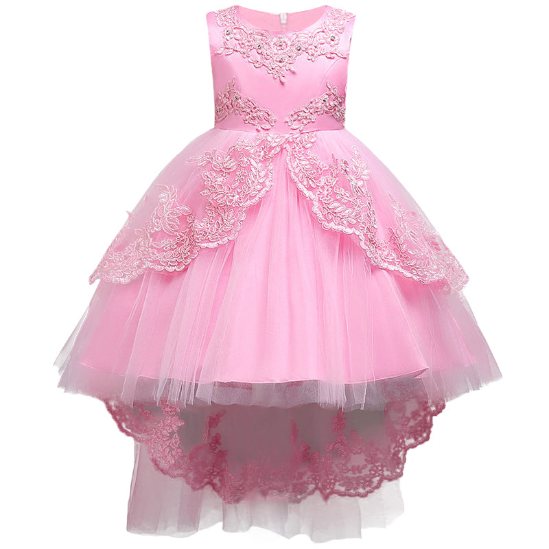 Girls Swallowtail Embroidered Pale Pink Dress, Size 3-14yrs