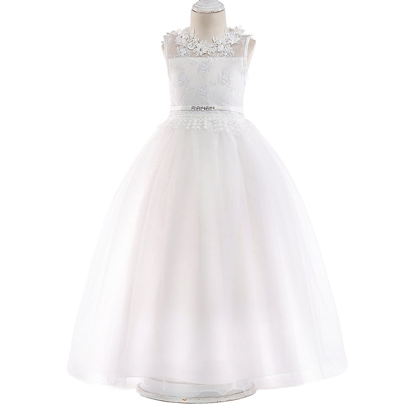White Evening Ball Gown (4-14 Yrs)