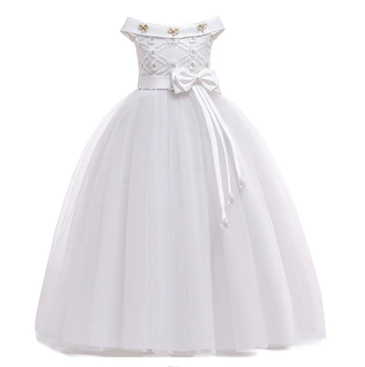White Sleeveless Ball Gown (4 Yrs- 14 Yrs)