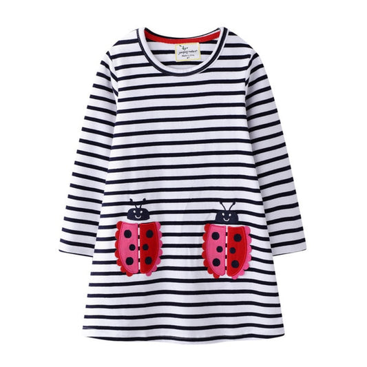 Stripe Ladybird Dress, Size 2-7 Yrs