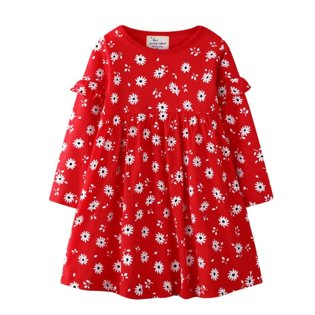 Red Flower Dress, Size 2-7 Yrs