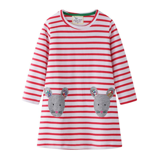 Stripe Mouse Dress, Size 2-7 Yrs