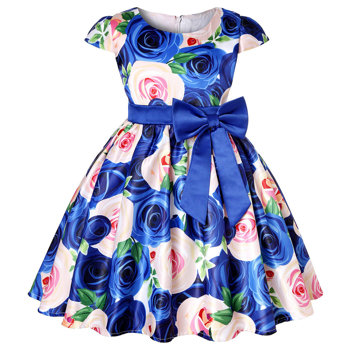 Blue Rose Dress, Size 2-8 Yrs