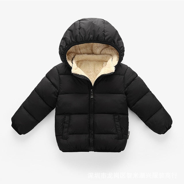Black Padded Coat, Size 1-5 Yrs