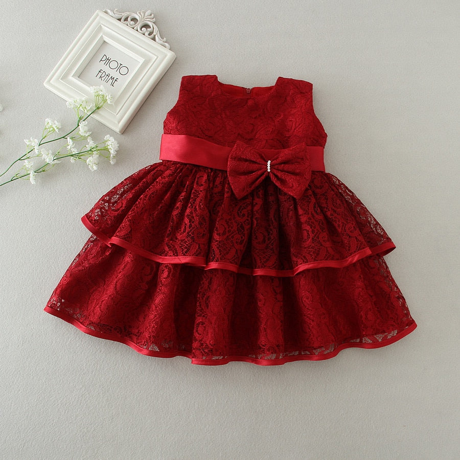 Wine Red Floral Lace Tu-Tu Dress (3M-24M)