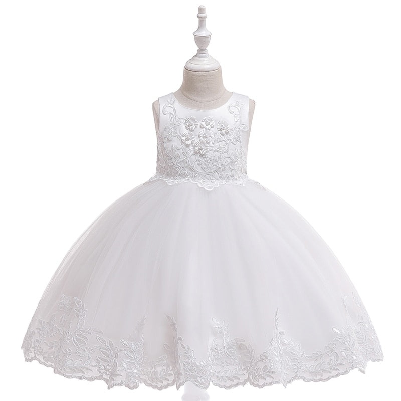 White Sleeveless Tulle Dress (3-10 Yrs)