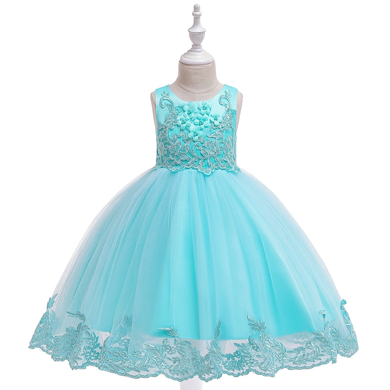 Turquoise Sleeveless Tulle Dress (3-10 Yrs)