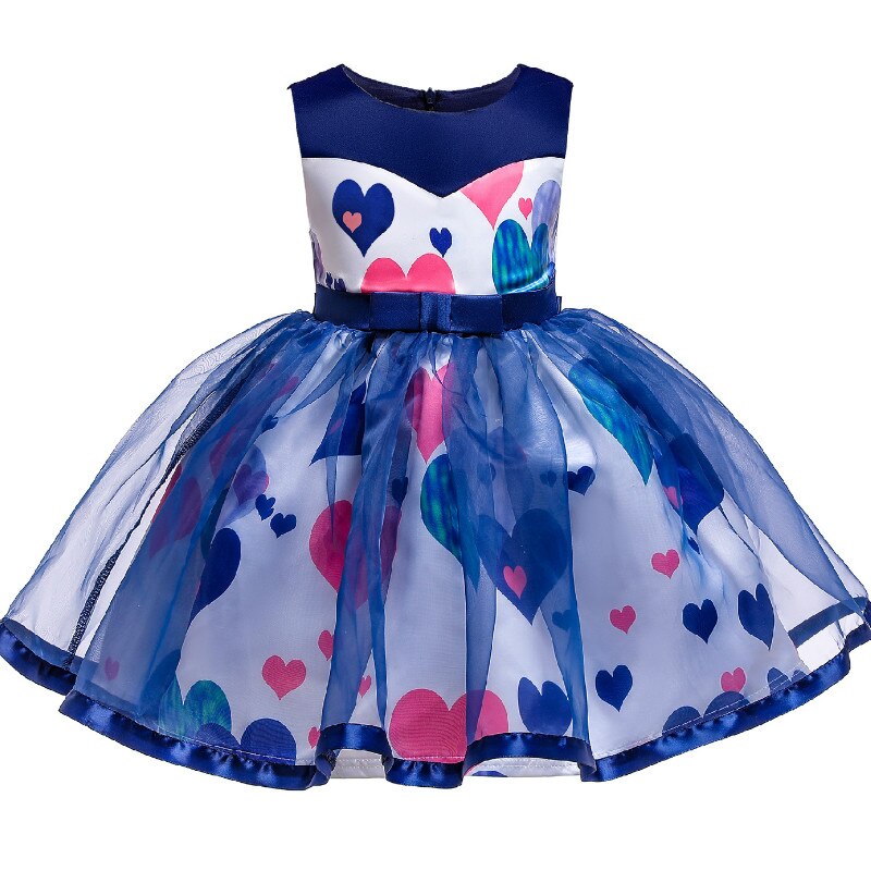 Blue Hearts Dress, Size 2-10 Yrs
