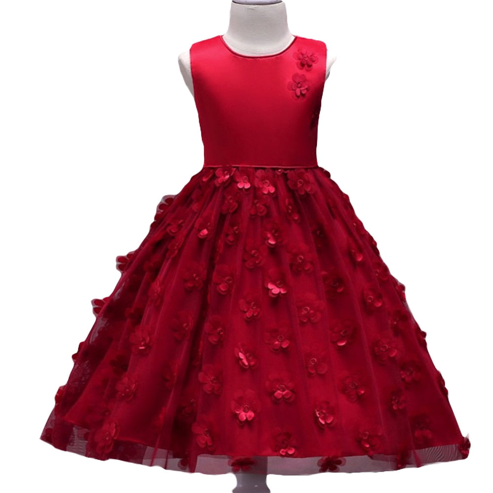 Flower Tulle Dress, Size 3-8 Yrs