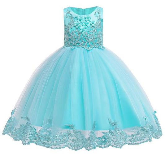 Turquoise Sleeveless Tulle Dress (3-10 Yrs)