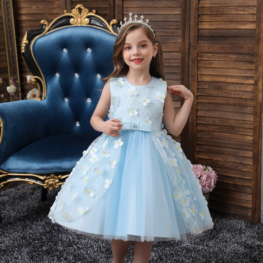 Blue Floral Tulle Dress (9M-5Yrs)