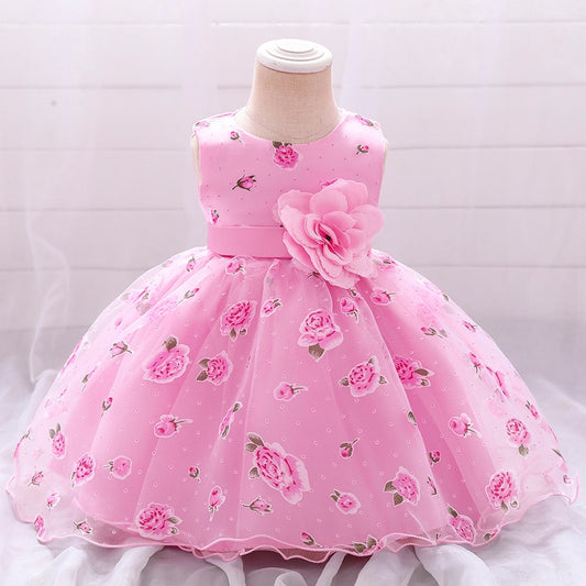 Pink Floral Sleeveless Dress (3-24M)