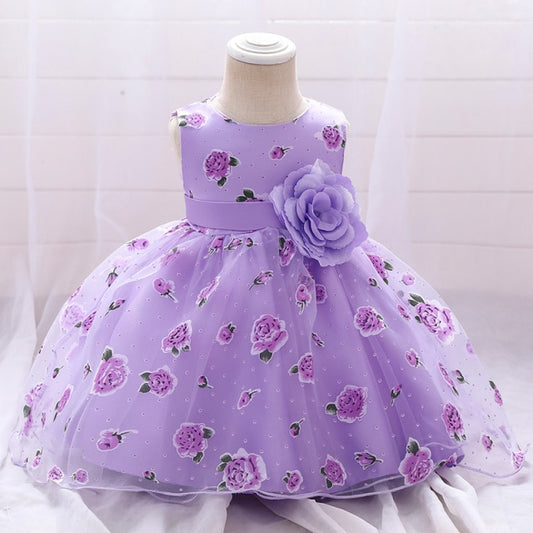Purple Floral Sleeveless Dress (3-24M)