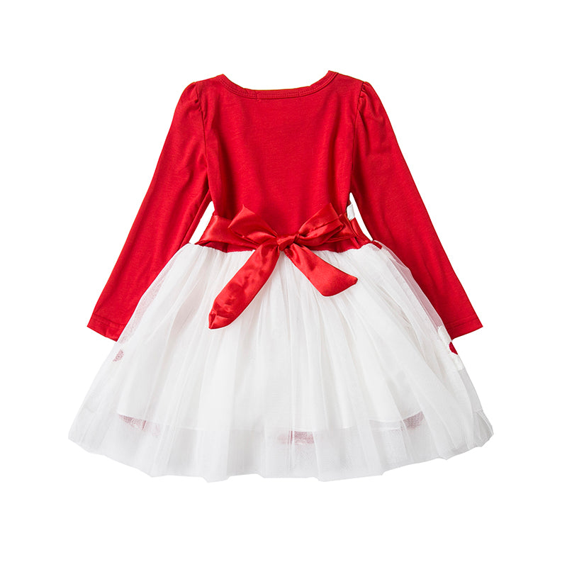 Floral Bow Dress, Red, Size 4-24 Mths