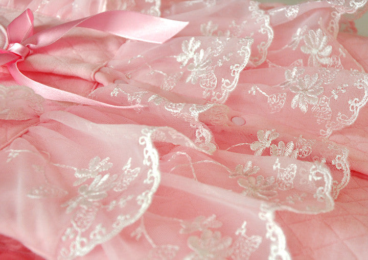 Newborn Lace Romper Suit, Pink, Size 0-12M