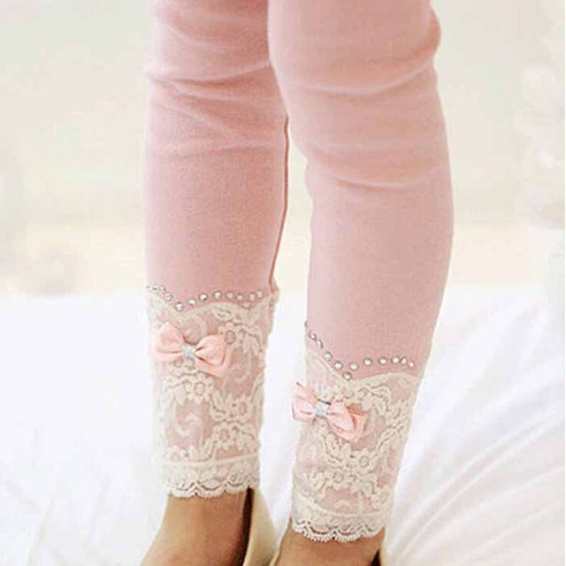 Girls Leggings Lace and Bow Size 18M-8Yrs