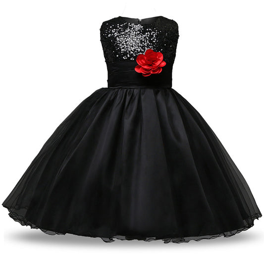 Black Sequin and Tulle Princess Dress (3-14 yrs)